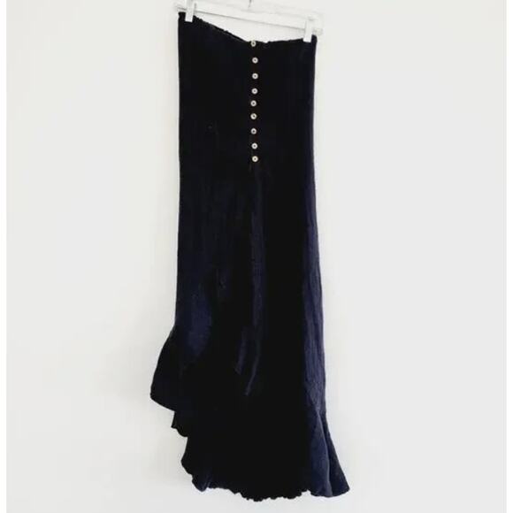 Free People Made Me Blush Black Strapless Bandeau Dress Ruffle Hem Size Medium - Picture 4 of 10